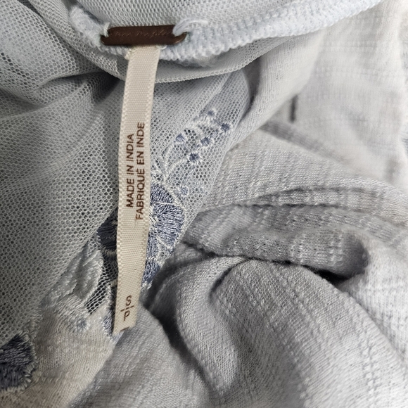 Free People Saheli Embroidered-Mesh Top Glacier Blue & Cream Ombre Small - Picture 10 of 10